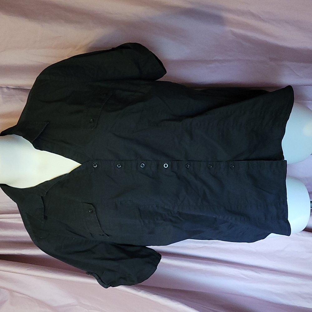 3x Fashion Bug black rolled sleeve tab blouse/shirt